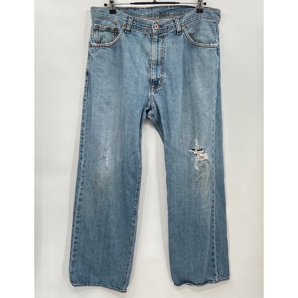 Polo Jeans Co Straight Leg Mens Light Blue Distressed Denim RL‎ 34X30
